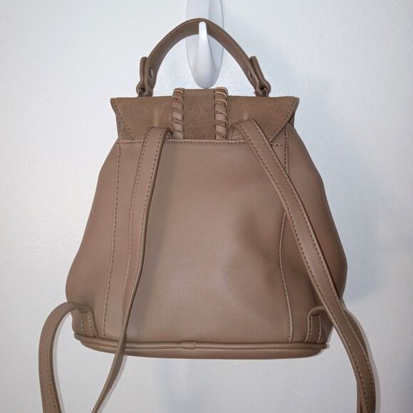 Street Level Dark Taupe Faux Leather Small Backpack Handbag Purse - Picture 2 of 6
